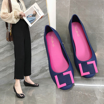 20 summer Baotou square buckle flat shoes waterproof rain shoes shallow female sandals travel beach shoes non-slip jelly shoes
