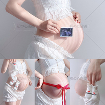 Pregnant women photos at home clothing lace dress pregnant women photography suspenders photo large size big belly mommy photo studio