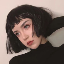 Wig female short straight hair killer is not too cold with the same natural black net red personality handsome bobo full headgear short hair