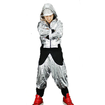 Adult mens street dance costume leasing ds jazz dance costume loose hip hop modern dance dress silver suit