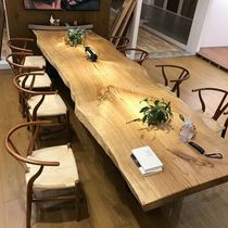Chinese solid wood meeting table long table log table strip table Bar table large plate table bench rectangular office furniture