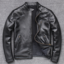 Youth trend venom 2021 new cowhide leather men stand collar short section first layer genuine leather motorcycle leather jacket jacket