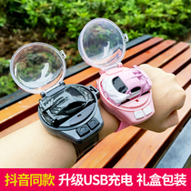 Net red watch remote control toy shaking sound alloy car Boy car girl version childrens pocket mini pink