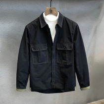 Handsome high-end designer casual Hong Kong style black shirt mens autumn trend long sleeve shirt mens coat
