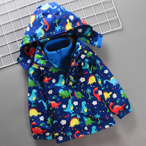 Dinosaur clothes childrens coat boys baby spring and autumn boys assault suit three-in-one detachable plus velvet thickened