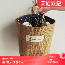 Simple cotton and linen can hang desktop sundries storage bag creative double-sided fabric hanging bag dormitory artifact cloth bag