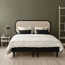 Nordic solid wood bed hotel homestay rattan bed bedroom furniture rattan bed Southeast Asia 1 8 m real vine art double bed