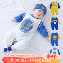 Baby Clothes Spring Clothing Pure Cotton Baby One-piece Clothes Spring Autumn Thin models Long sleeves Newborn basketball Sports climbing clothes Harvest