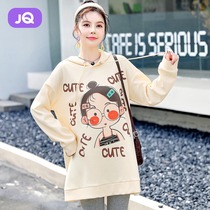 The Jing Unicorn Bottling 2021 Fall new pregnant woman Lieven cap Weak clothing Aging Ocean Gas Printed Long Sleeve Blouses Out