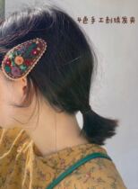 Bear girl original brand exclusive custom 2021 spring new handmade color headdress flower embroidery hairclip