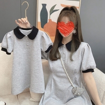 Pro-Child Fashion Summer clothes 2022 South Korean childrens clothing Ocean Korean version Fashion Mother girl Girl Turned the Blister Sleeves Dress