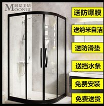 Custom shower room 304 stainless steel glass round arc black toilet dry and wet separation bath partition