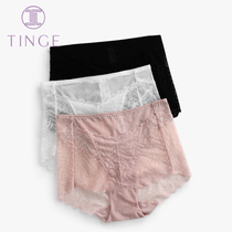 3 Sexy Hollowed-out High Waist Briefs Female Lace Pure Cotton Crotch No Marks Big Code Transparent Mesh Yarn Triangular Pants Head Thin