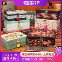 Vintage iron box with lock storage box Key password Desktop cosmetics storage Household jewelry collection small box