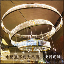 New wedding props wrought iron crystal lighting ceiling ring five ring Song Sun board film wedding stage decoration