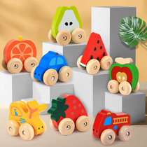 Fruit cartoon car 1-3 years old baby puzzle enlightenment early education cognition Parent-child interactive car game Family car