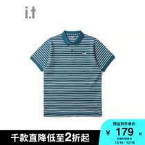 it BLOCKAIT couple polo shirt 2021 summer new fresh strip decoration logo embroidery 00281XG