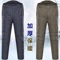 Counter Special middle-aged down pants men wear thick and fat waist large size warm cotton pants