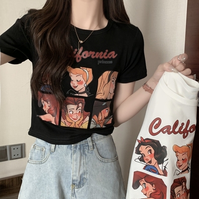 taobao agent Cute sexy summer short sleeve T-shirt, top, plus size, fitted