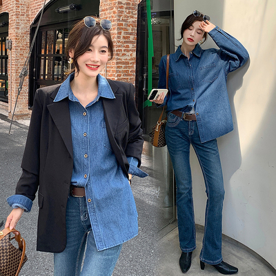 taobao agent Retro denim sexy jacket, top, plus size, 2023 collection, autumn, fitted