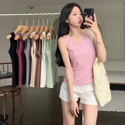 taobao agent Cotton top with cups, fitted tank top, plus size