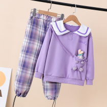 Girl Spring Autumn Clothes Foreign Air Suit 2022 New Stars Della Cartoon Trendy Two Sets Nets Red CUHK Children Clothes