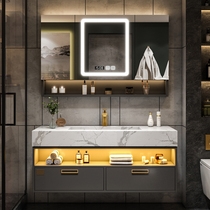 Light luxury bathroom rock board integrated basin washstand hand wash basin Smart bathroom cabinet combination Modern minimalist set