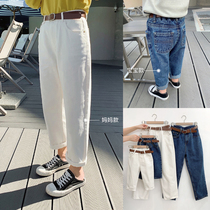  Chenchen mom parent-child clothing 2021 spring new mother-daughter clothing western style dad jeans girls casual long pants