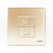 CHINT switch socket Champagne color 86 type telephone computer socket NEW9E magic silver series champagne gold