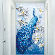 Peacock cross stitch small pieces 2021 new thread embroidery living room bedroom self-embroidery handmade vertical version of the entrance full embroidery 2020
