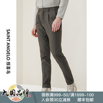 Saint Angelo autumn new mens business light formal trousers traditional trousers mid-waist straight light green suit pants men