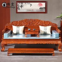 Redwood Luohan bed New Chinese Hedgehog Red Sandalwood Carved Dragon Luohan Coat Solid Wood Small apartment Multifunctional Bed Sleeping