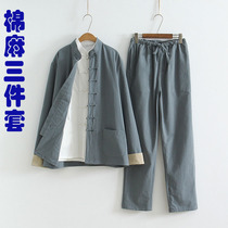 Cotton and hemp Tang Chinese style large size Hanfu mens middle-aged and elderly suit long sleeve jacket Chinese style Zhongshan Tide new products