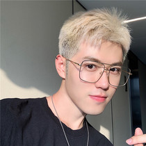 Metal Korean Tide mens black side double beam frame square myopia mirror frame anti-fatigue anti-blue radiation female