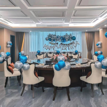 Babys birthday balloon decorated 18-year-old adult female and male scene arranged background wall