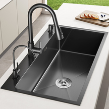 不锈钢黑水槽大单槽手工加厚厨房台下盆洗菜盆洗碗池套装SUS304