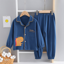 Spring and Autumn Childrens Pajamas Cotton Striped Long Sleeve Trousers