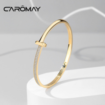 CAROMAY double T letter opening bracelet female personality design sense bracelet cold wind ins tide high-end jewelry