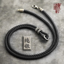 Pendant lanyard mens hand-woven neck high-end high-end short Jade string simple gold sterling silver necklace chain rope