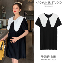Pregnancy Woman Dress Foreign Trade Discount Store Mall Special Cabinet Withdrawal Cabinet Cut Mark Womens Clothing Tailstock Clear Cabin Navy Collar Womens Dress Dress Dress