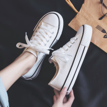 White canvas shoes womens summer thin section 2021 new niche wild Japanese casual retro port flavor white shoes