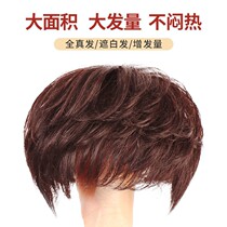 Wig film full real hair female head reissued white hair natural realistic texture hot Korean version of short curly hair replacement block