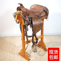1900s British antique leather saddle mat old-fashioned wooden saddle frame with solid wood saddle frame homestay folk custom ornaments