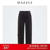 DAZZLE 2021 autumn new black design feeling niche straight waist jeans women 2D3R6061A