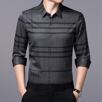 Fashion striped non-iron shirt mens spring and autumn High sense mens business casual long sleeve shirt