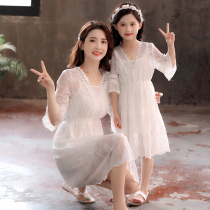 CUHK Girl Foreign Air Lace Dress Princess Fairy Dresses Summer Pro Lady Fashion Mother-daughter Fashion