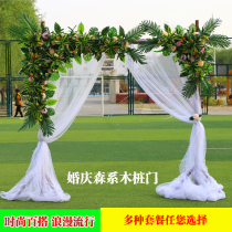 Wedding props new wooden arch outdoor lawn wedding site layout forest background happiness door wooden pile door