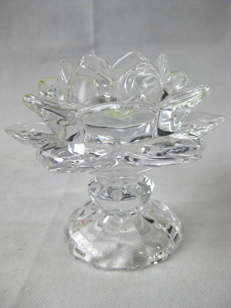 Traditional glass process crystal glass lotus candlestick candlestick set piece ghee lamp ashtray incense inserted incense stove