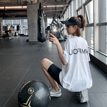 Loose plus size fat mm womens fitness clothes yoga clothes top quick-drying running blouse sports T-shirt mid-length hip cover