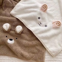 Korean cute coral velvet pet absorbent bath towel Rabbit bear towel Dog cat bath dry towel